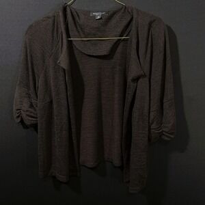 Perceptions Women's Size 18 Brown Open Front Cardigan‎ with Ruched Sleeves
